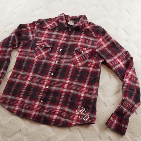 Harley-Davidson Red and Black Plaid Button Down Shirt - Picture 2 of 11